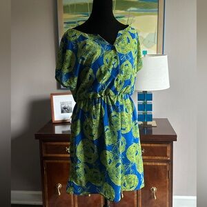 Maude Blue and Green Patterned Mini Dress